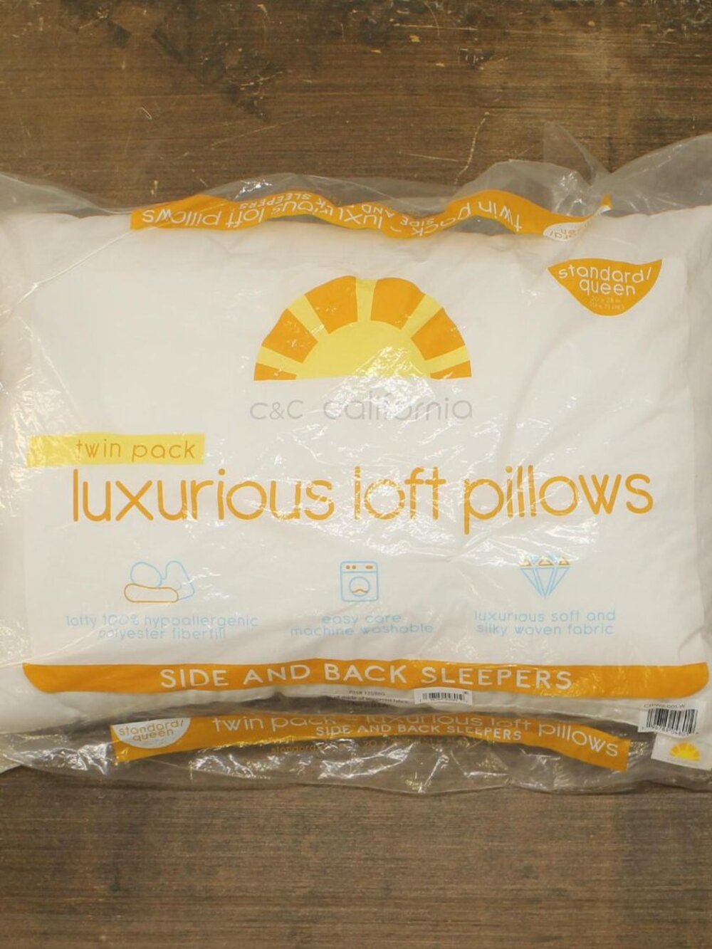 NEW C & C California Premium Fill Bed Pillow White Standard